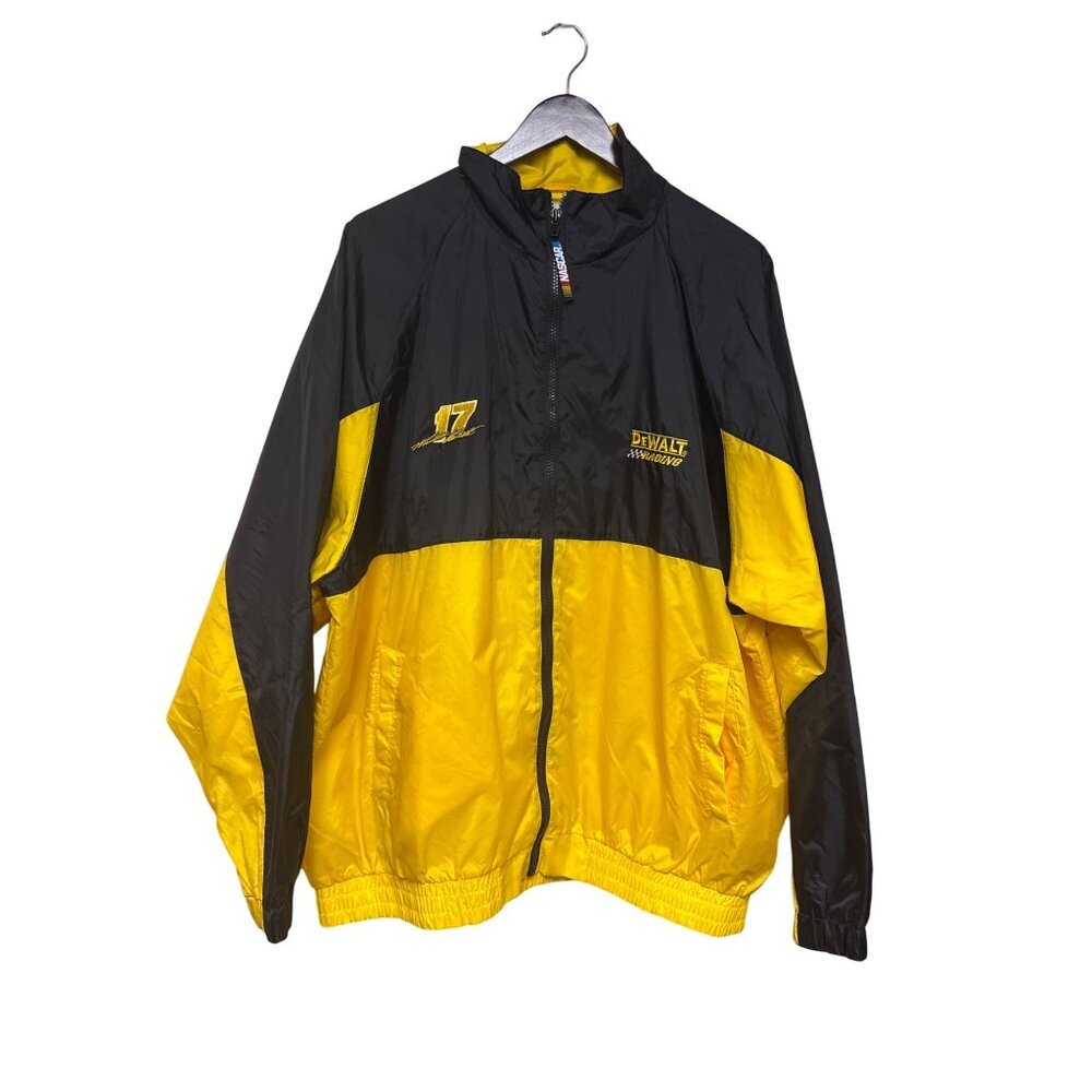 NASCAR Men's Jacket Checkered Flag Sports Matt Kenseth Windbreaker Yellow Large